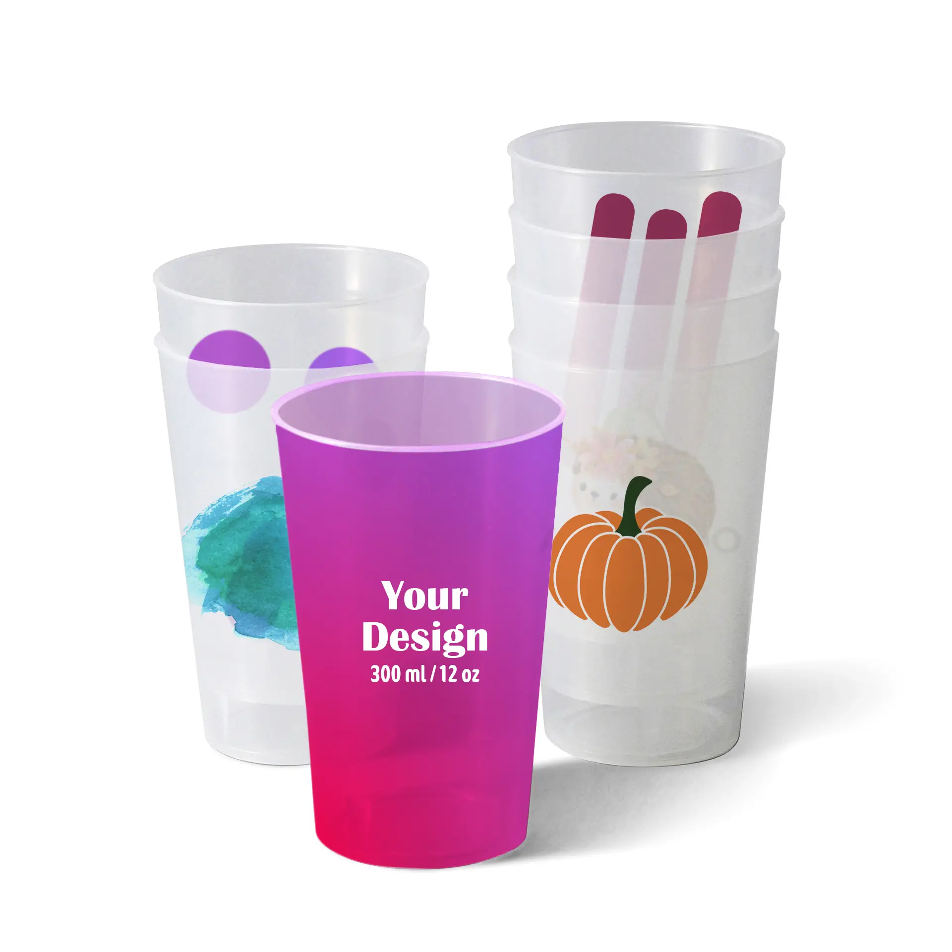 Bicchiere riutilizzabile con logo 300 ml, IML, a copertura totale