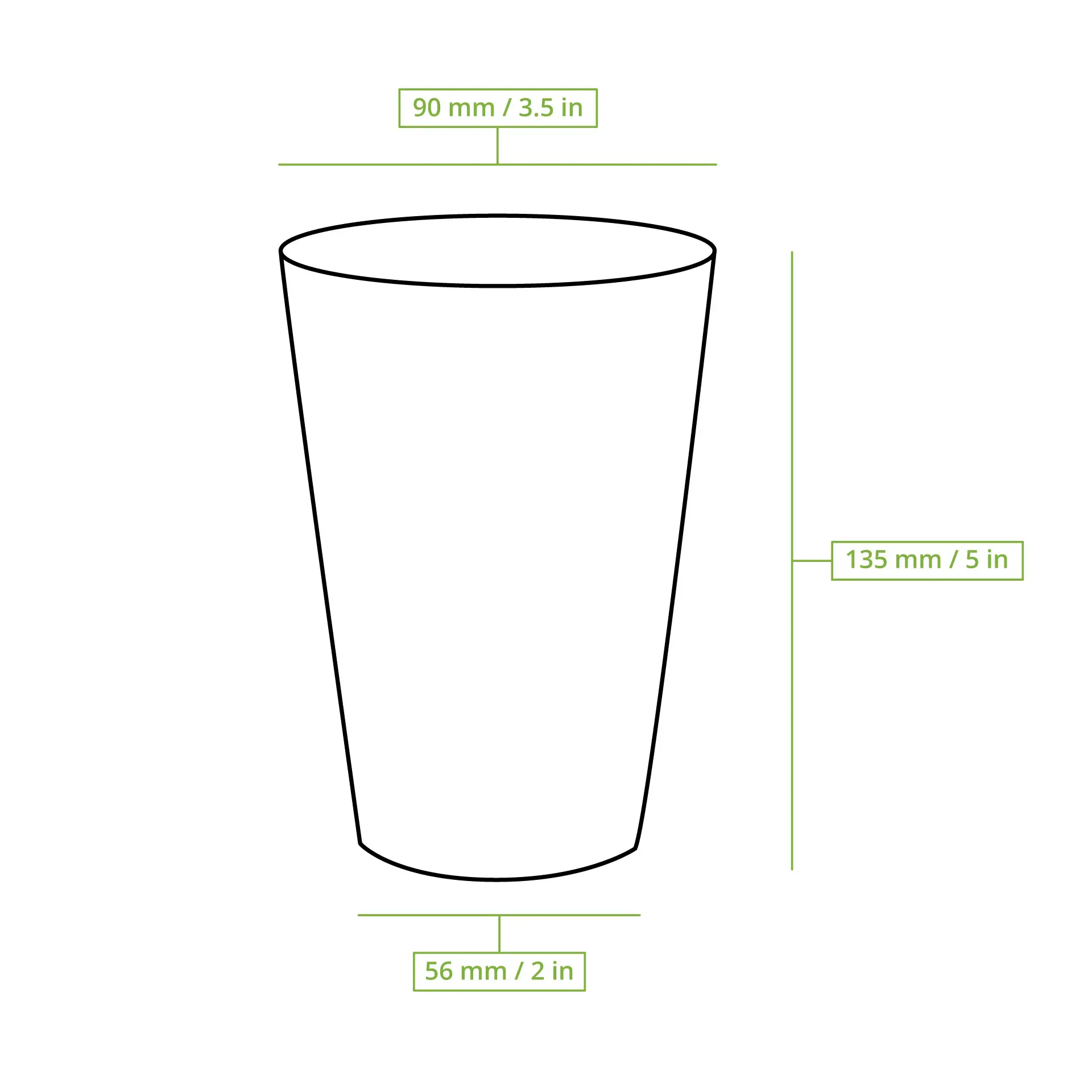 Bicchiere di carta 400 ml / 16 oz, Ø 90 mm, monostrato, bianco, con rivestimento in PLA