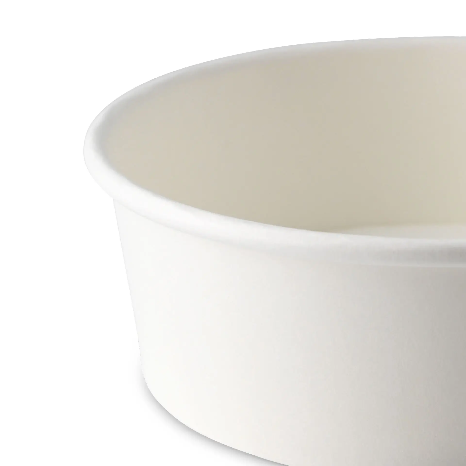 Ciotola per insalata in carta bianca, forma rotonda, capacità di 400 ml, adatta per piatti caldi e freddi.