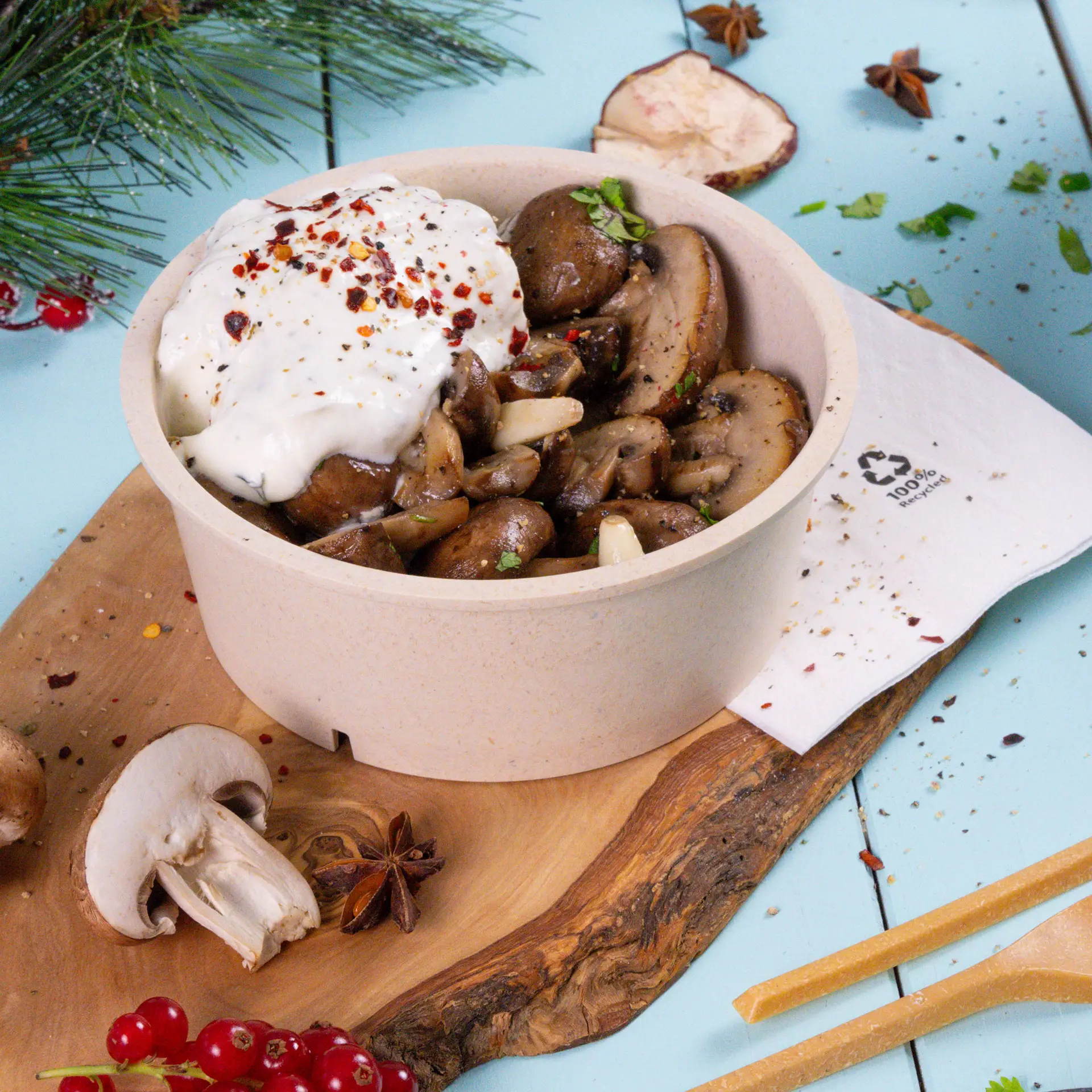 Ciotole riutilizzabili "merways Bowl" 650 ml, Ø 150 mm, anacardo / crema-bianco