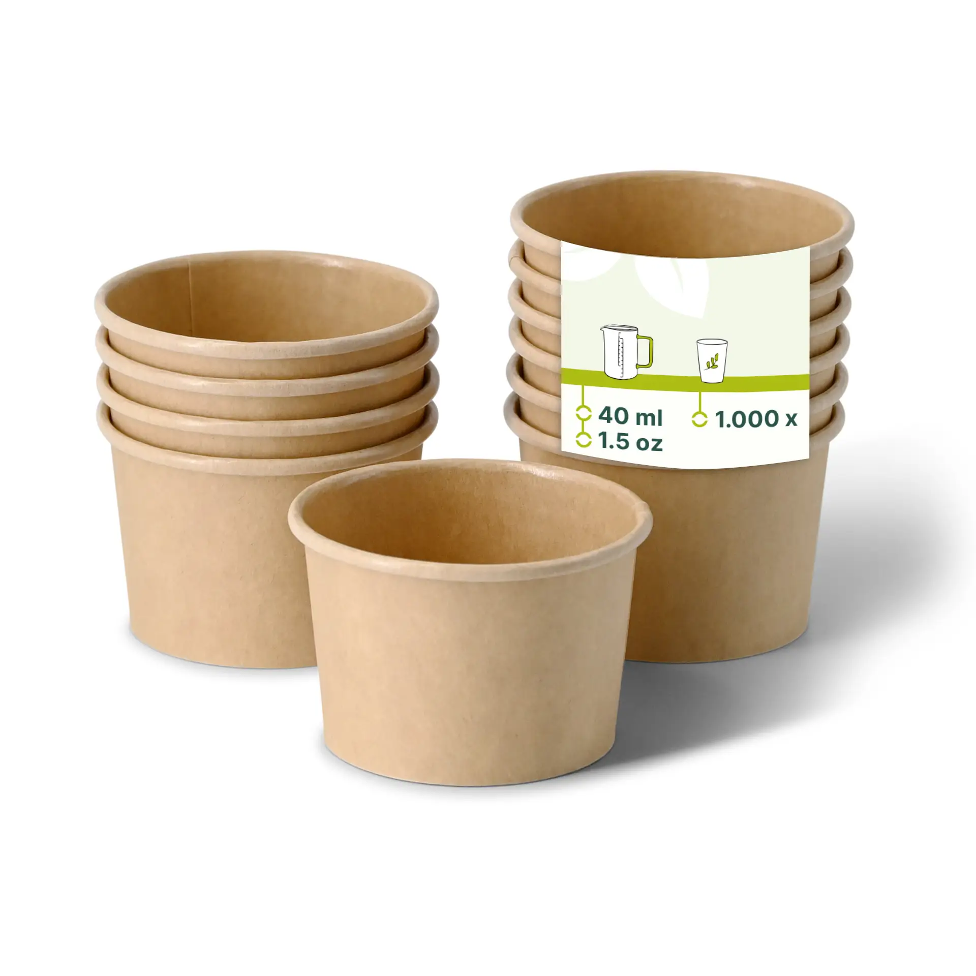Portionsbecher aus Pappe (bio-beschichtet) 40 ml, Ø 62 mm, braun