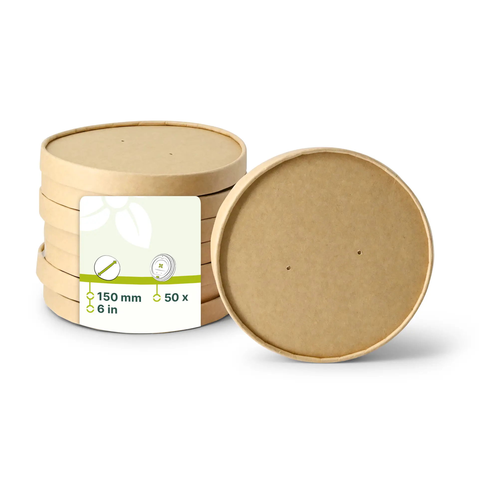 Karton-Membran-Deckel (bio-beschichtet) Ø 150 mm, braun