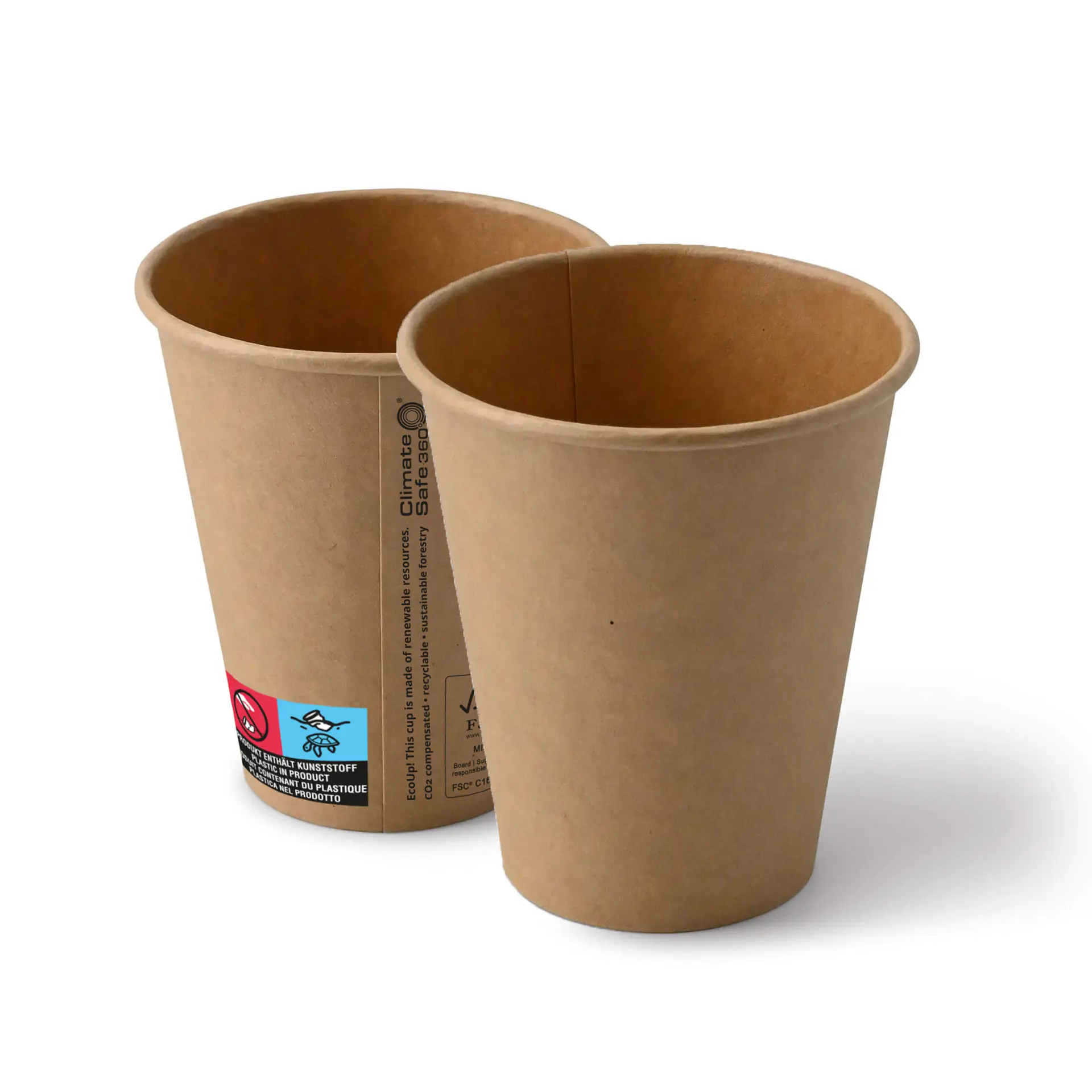 Pappbecher (beschichtet) 250 ml / 10 oz, Ø 90 mm, braun