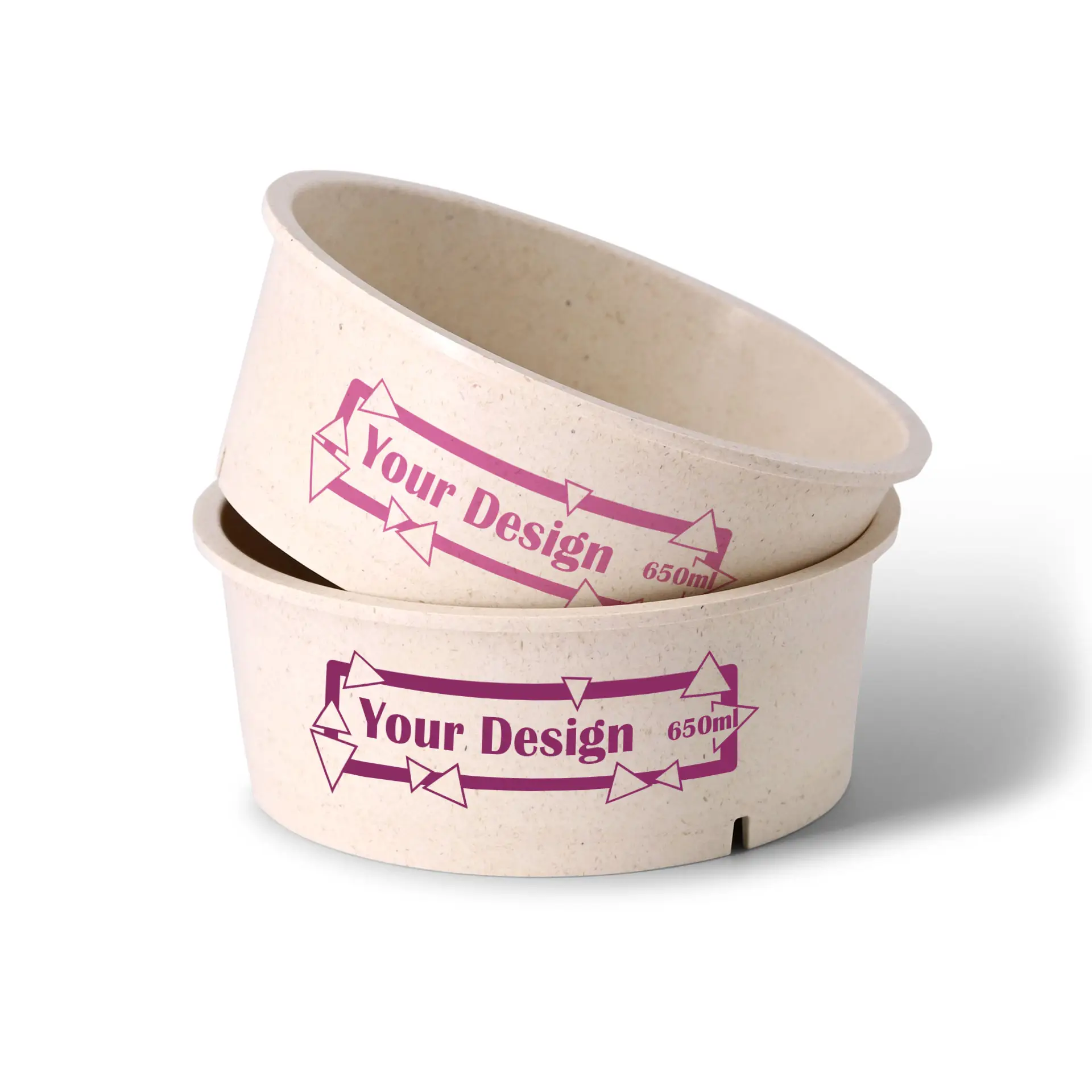 Ciotola riutilizzabile personalizzata, 650 ml, bianco crema