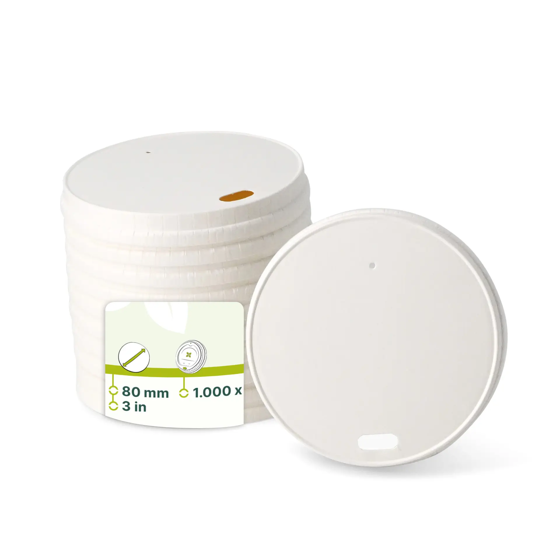 Papierdeckel Ø 80 mm, weiß, Trinköffnung