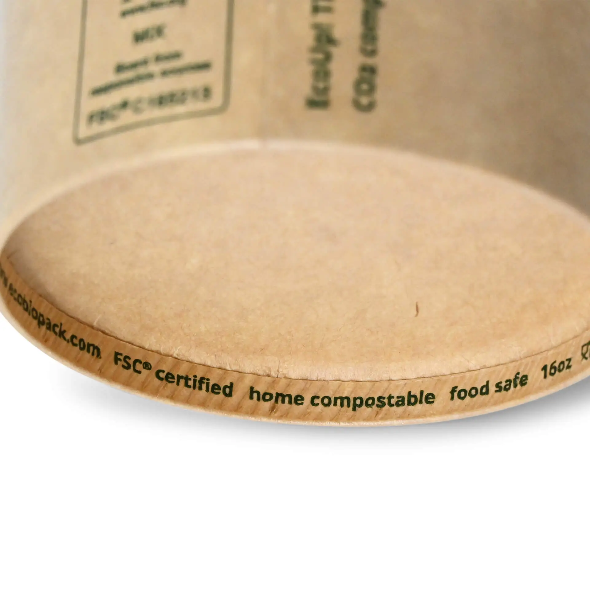 Coppa di gelato in carta marrone da 16 oz con certificazione FSC, dotata di barriera a dispersione a base d'acqua. Biodegradabile e sicura per gli alimenti.