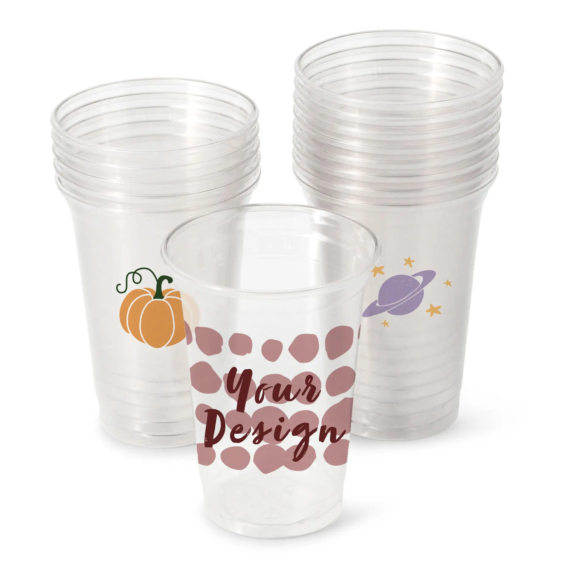 Bicchieri di plastica personalizzati 400 ml / 16 oz, trasparenti, rPET