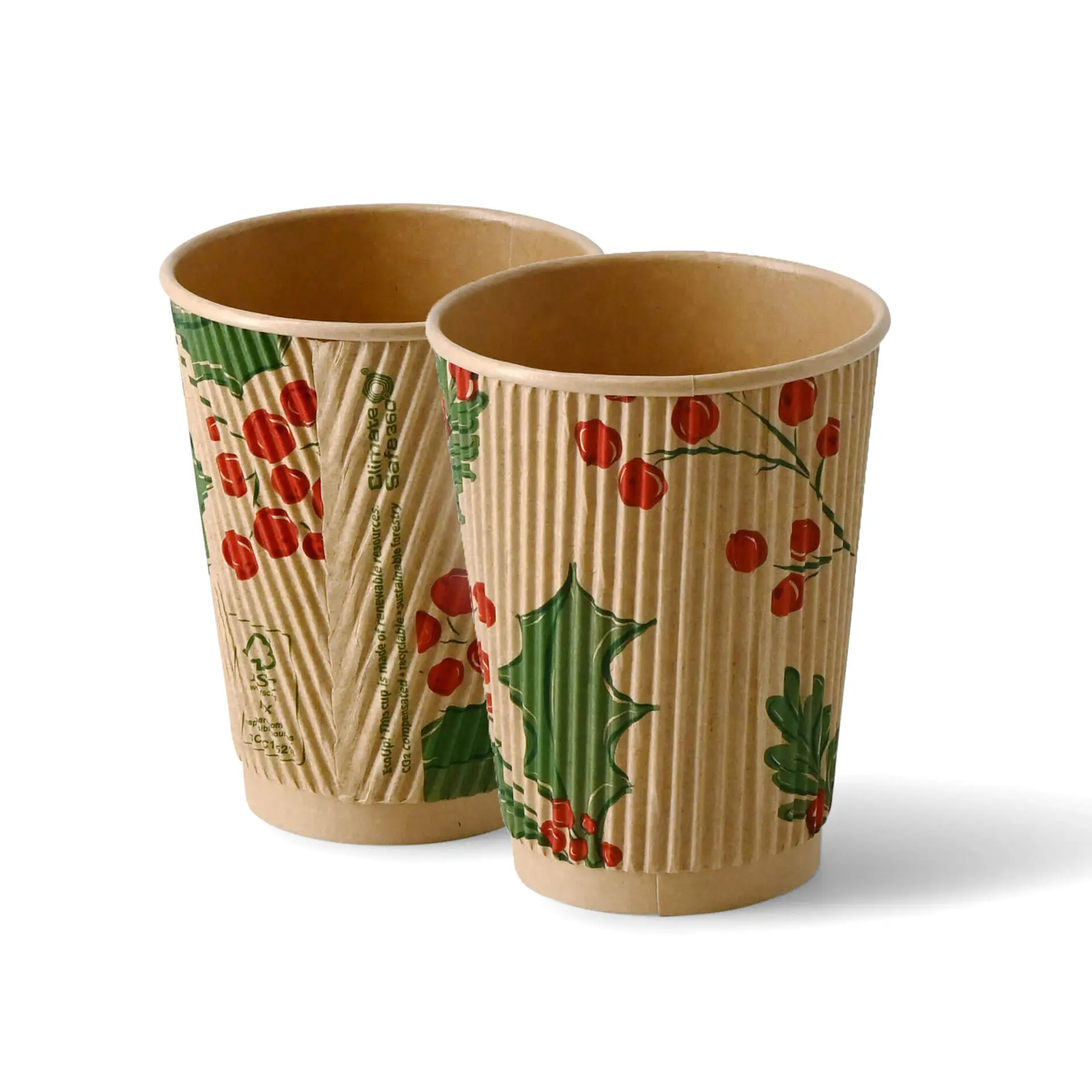 Riffelbecher Winter "Zweige" 300 ml / 12 oz, Ø 90 mm, ungebleicht