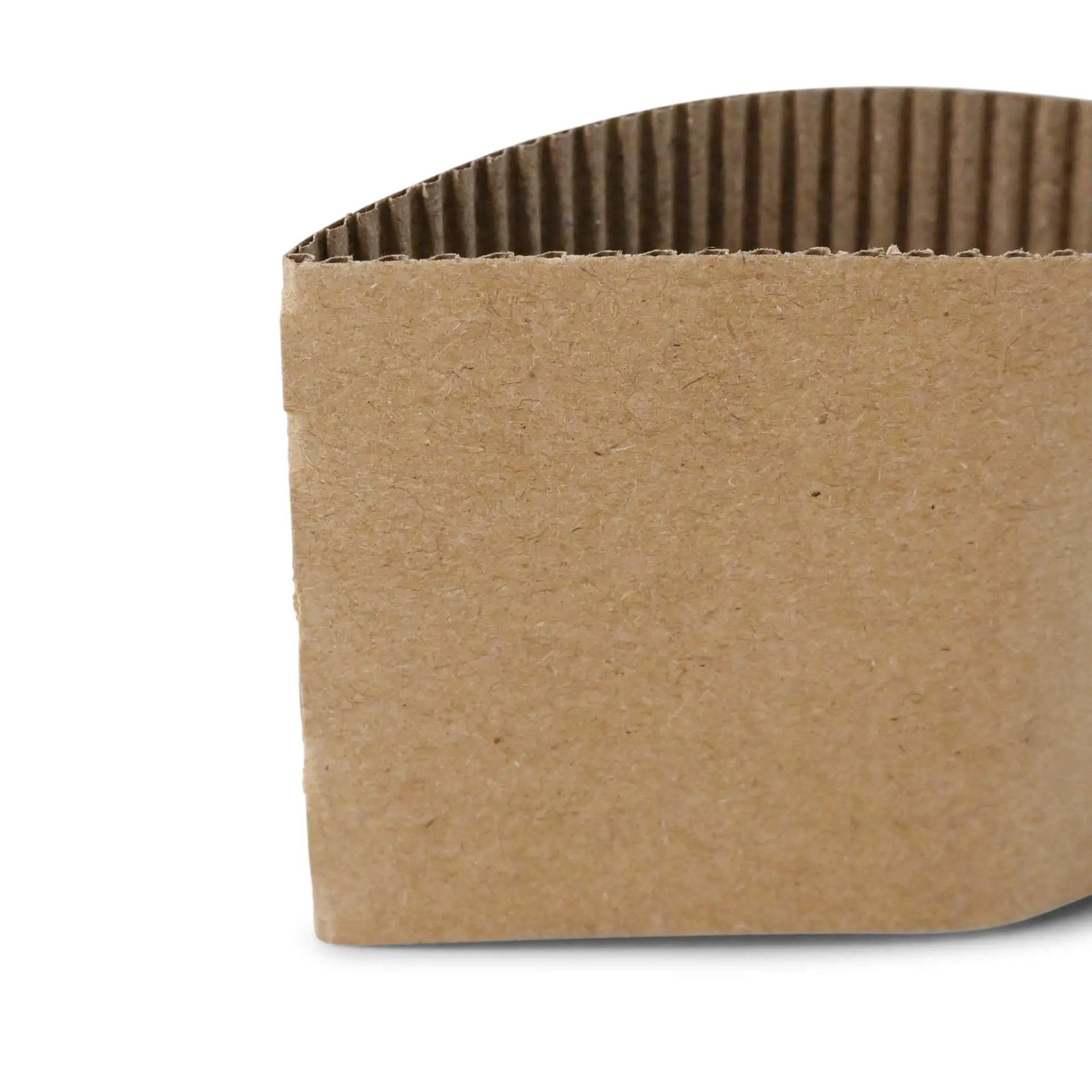 Manicotto in cartone marrone per bicchieri di carta da 150/200/250 ml, con bordo testurizzato e superficie liscia.